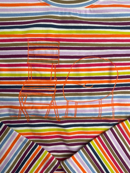 Colorful Stripe Knit Top Y2K Retro Fitted Stretch Tee Casual Chic S - Picture 7 of 7